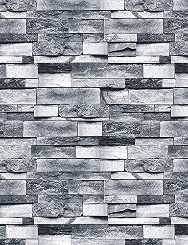 ConCus-T Papel Pintado de Ladrillo Gris Papel De Contacto Autoadhesivo Impermeable Cocina Baño Dormitorio Pelar y Pegar Piedra de Pizarra 3D Efecto de Ladrillo Pegar el Papel 45×1000CM
