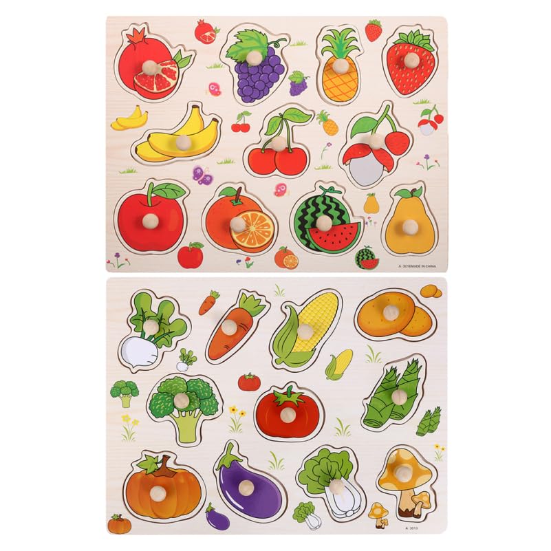 Homoyoyo 2 Pièces Puzzle Bois Montessori Éducatif Forme de Fruits pour Garçon Fille Apprentissage Précoce Puzzles à Encastrement Stimulants Pour Tout-Petits ÉVeil PréCoce