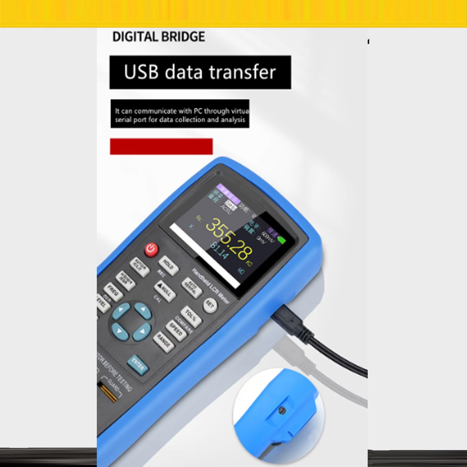 LCR Meter LCR Bridge LCR Analyzer Inductance Resistance Capacitance Tester with DCR Mode USB Interface Frequency 100Hz 120Hz 1KHz 10KHz 40kHz 100KHz Basic Accuracy 0.2%