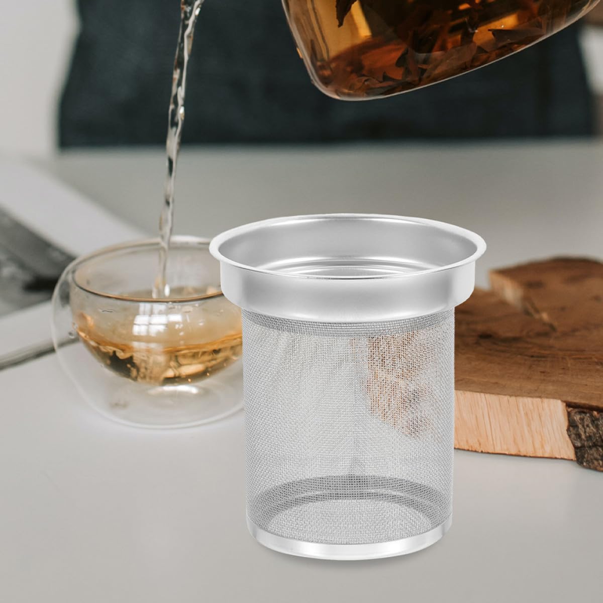 MAGICLULU Teesieb aus Edelstahl für Losen Tee mit Rostfreier Struktur Praktischer Teekannenfilter für Freunde Des Teegenusses Langlebig und Leicht zu Reinigen