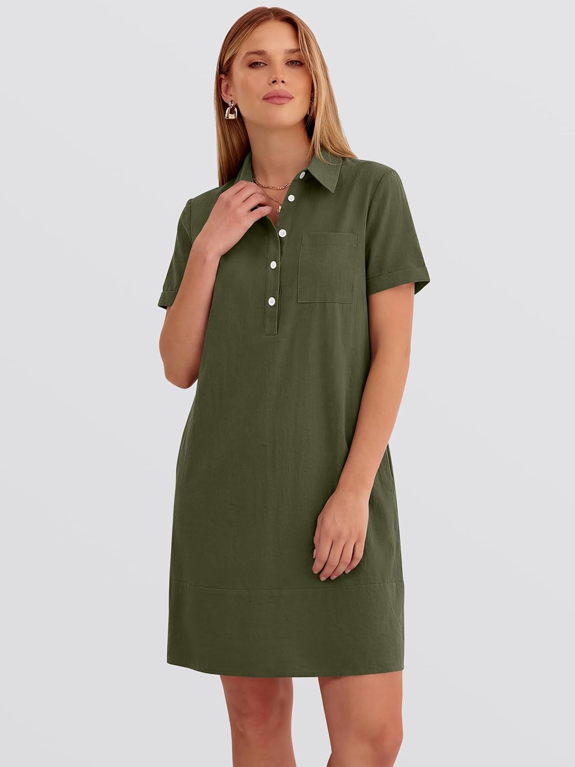 ANRABESS Womens Summer Shirt Dresses Casual Short Sleeve Button Tshirt Shift Short Polo Dress 2026 Beach Vacation Clothes - Image 4