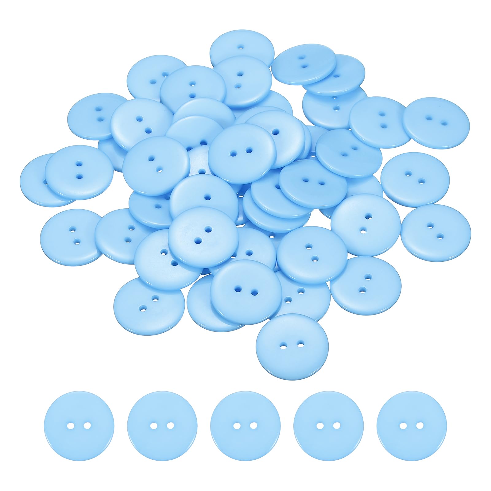 Muiltvoe 50pcs Resin Sewing Button, 25mm (1-inch) 2 Holes Round Craft Decorative Buttons for Coat Clothes Holiday Decoration, Blue