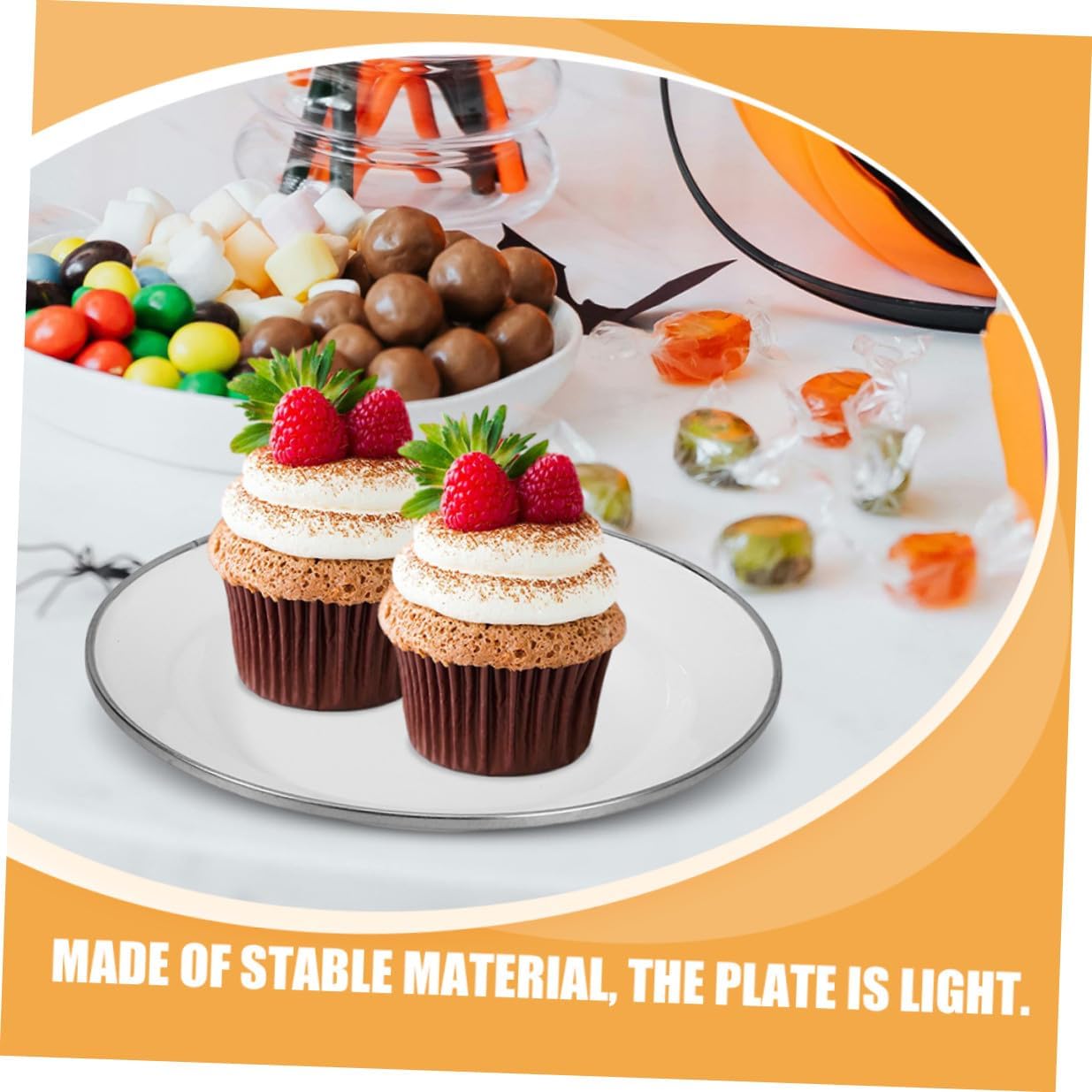 4pcs White Thickened Vintage Enamel Plates 22cm Small Food Serving Plates Reusable Rustic Snack and Fruit Appetizer Dishes for Camping and Restaurant Use