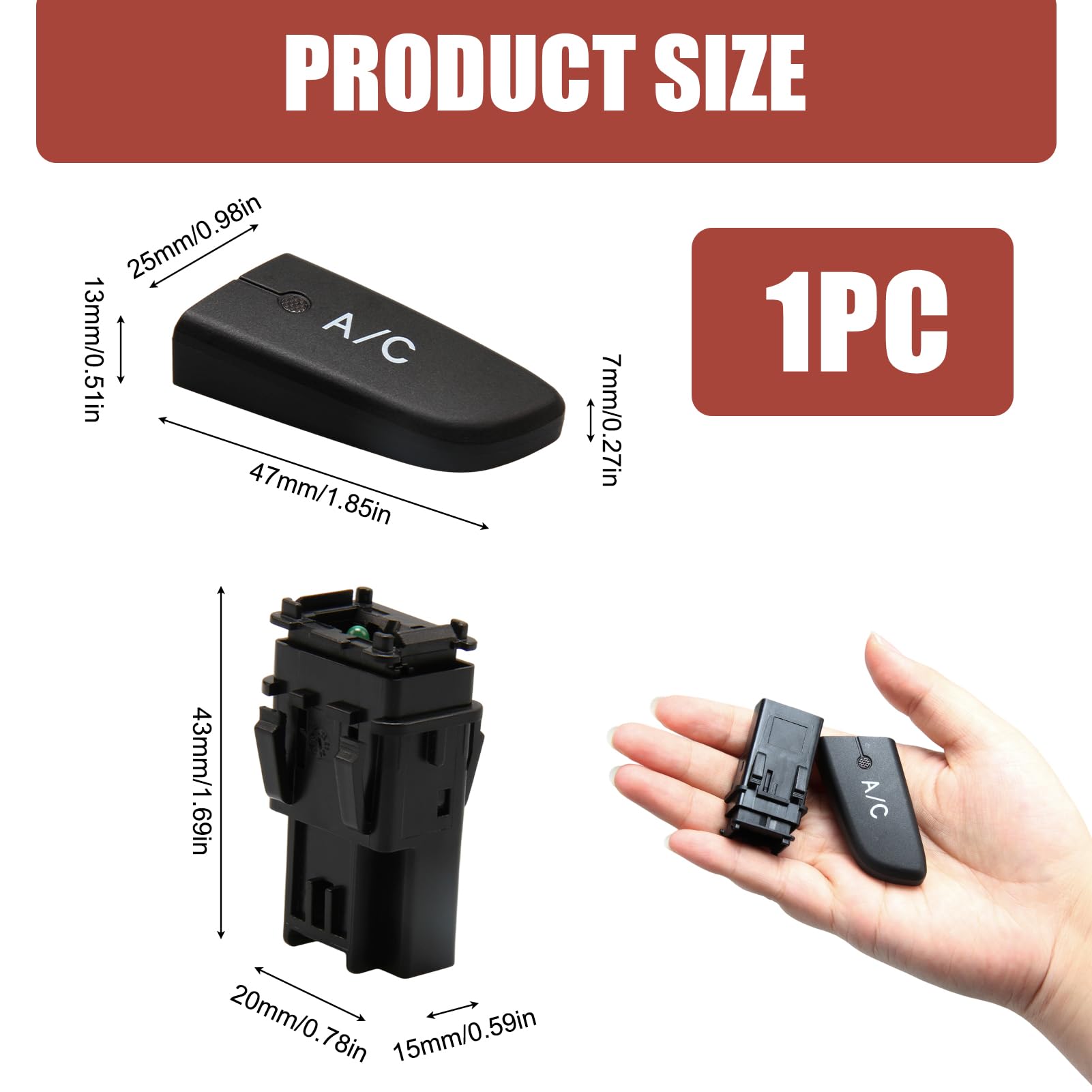 Interruttore di controllo del condizionatore d'aria compatibile con 107 C1 Aygo MK1 2005-2014 Interruttore a pulsante aria condizionata AC 6554KX
