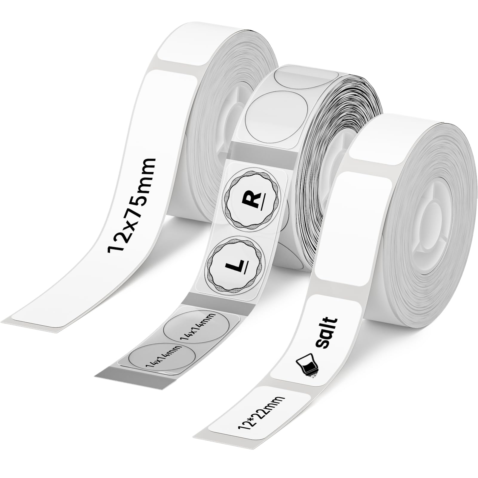 NIIMBOT Label Maker Tape D110 Labels 3Rolls (0.47" X 2.95" White/ 0.55" X 1.1" Clear/ 0.47" X 0.87" White) Label Refills for School
