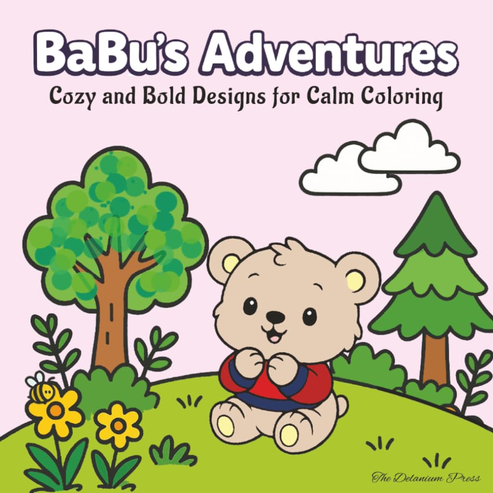BaBu's Adventures - Cozy And Bold Designs For Calm Coloring: A Cute Bear Coloring Book With Cozy, Bold Designs And Adorable Kawaii Style For Relaxing Fun