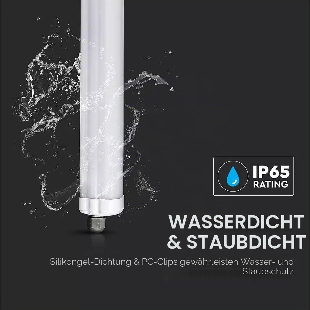 SET - LED Feuchtraumleuchte, 150cm, 48W, 5760 Lumen, Kaltweiß 6500K, IP65, LED Röhrenlampe, Kellerleuchte, Nassraumleuchte, Feuchtraum Deckenleuchte, (4-er Pack)
