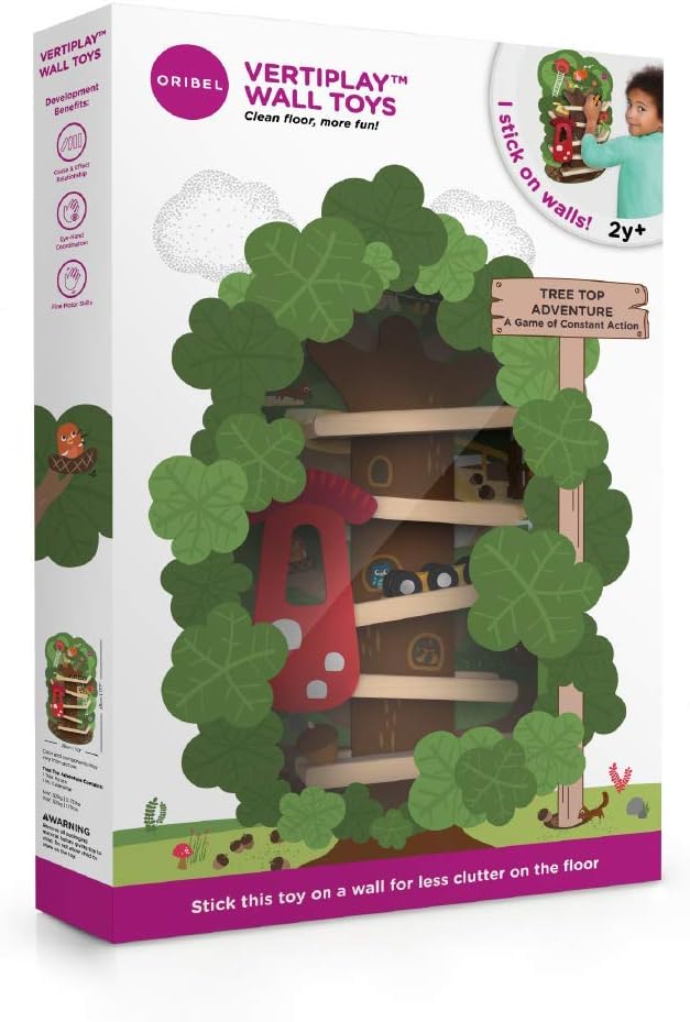 ORIBEL VertiPlay (Wall Toy) Tree Top Adventure, Wooden Toy and Nursery Room Decor | Easy to Install, Just Stick & Play (Tree Top)