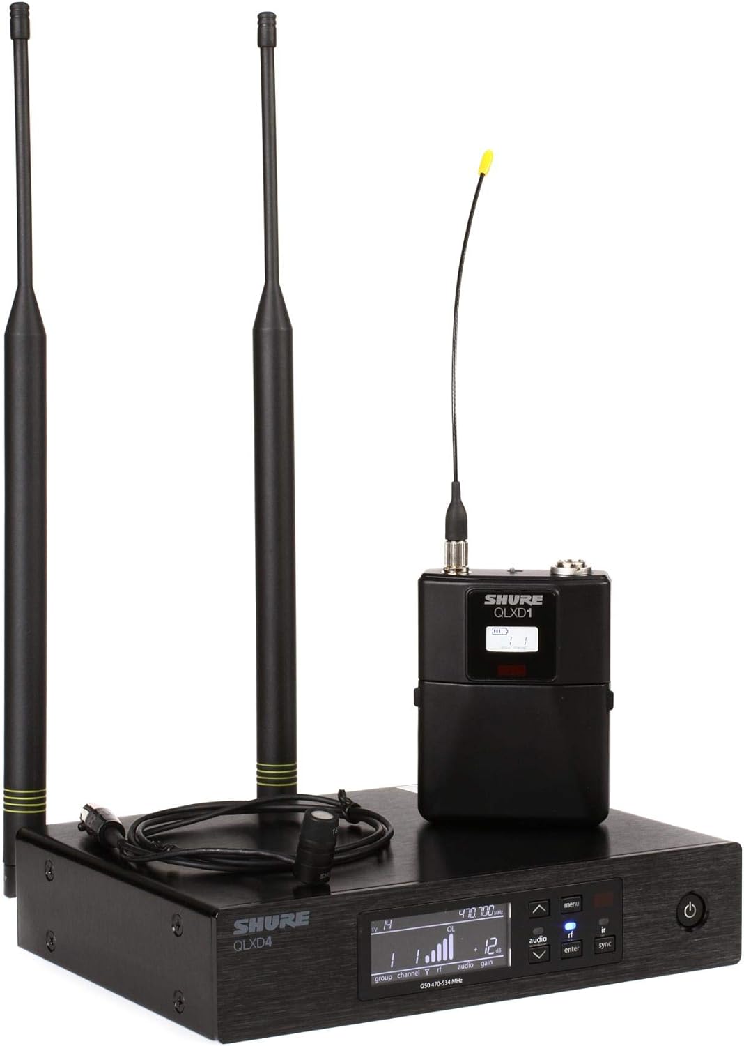 Shure QLXD14/84 Wireless Microphone System with Bodypack and WL184 Supercardioid Lavalier Mic