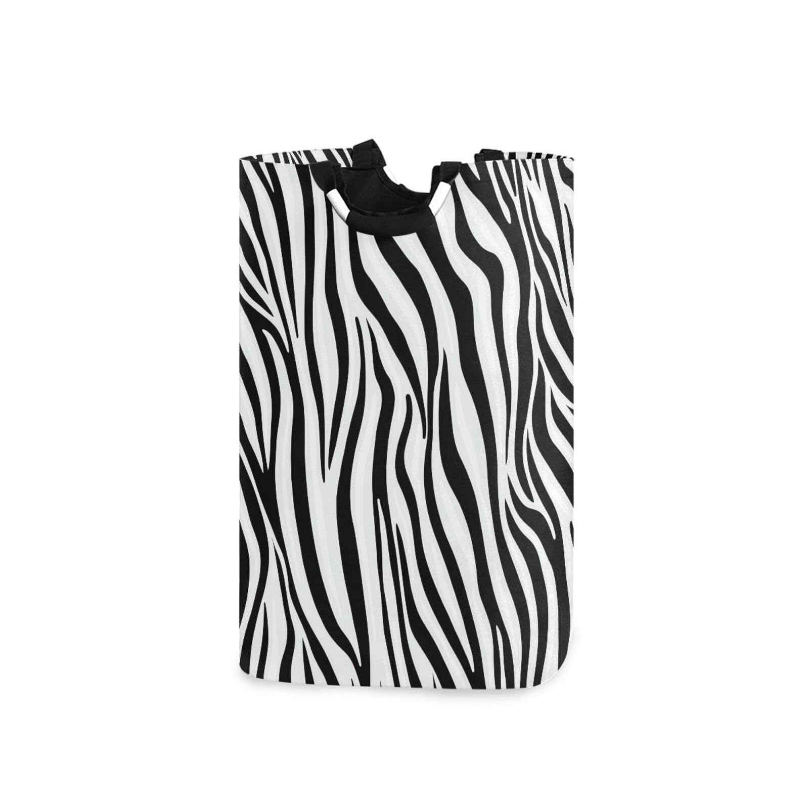 Jihqo Laundry Hamper Basket Zebra Print White Black Collapsible Nursery Storage Bin Waterproof Clothing Baskets for Home Bedroom Bathroom Washing Room