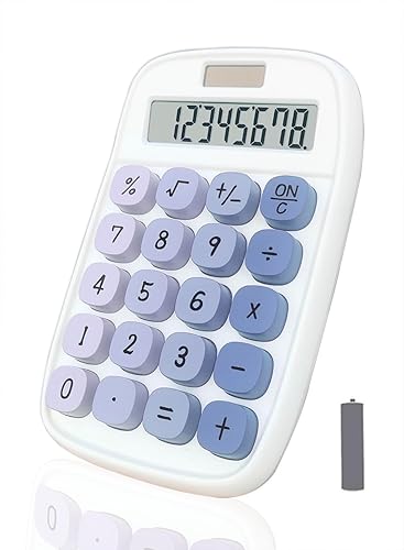 Miniatura 12 de Calculadora mecánica, Calculadora de doble potencia BTSE YAW con pantalla inclinada de 8 dígitos y botones grandes, lindo accesorio de escritorio