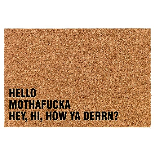 Welcome Doormat Coco Coir Door Mat Gift Hello Hey Hi How Ya Derrn Corner Funny (24 x 16)