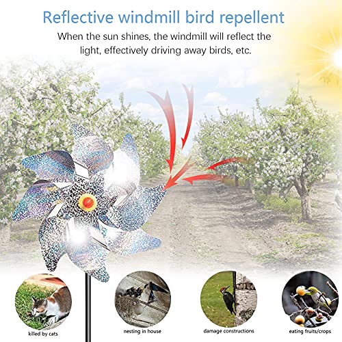 JIASHA Repellente per Uccelli Girandole,6 Pezzi Mulino a Vento Riflettente,Girandole Uccelli per Balcone,Repellenti per Uccelli a Girandola,per Proteggere Giardini, Fattorie, Cortili - Image 7