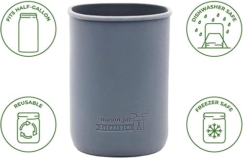 Miniatura 4 de Mason Jar Lifestyle - Paquete de 2 fundas de silicona de medio galón de 64 onzas para proteger tarros Mason (rojo cereza, 2)