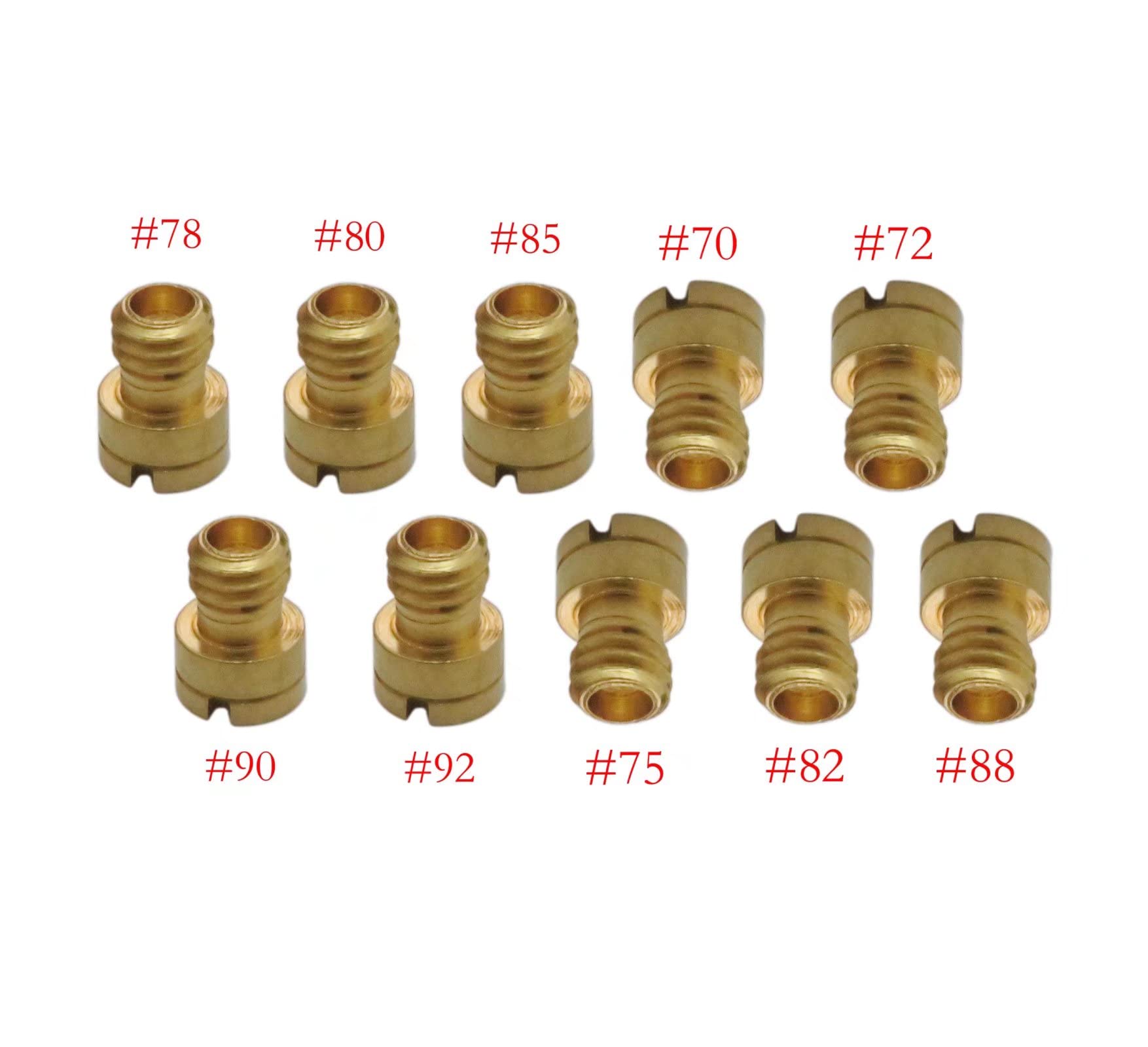 Amazon.com: 10x sizes of 4mm main jets for 50cc carb 70,72,75,78