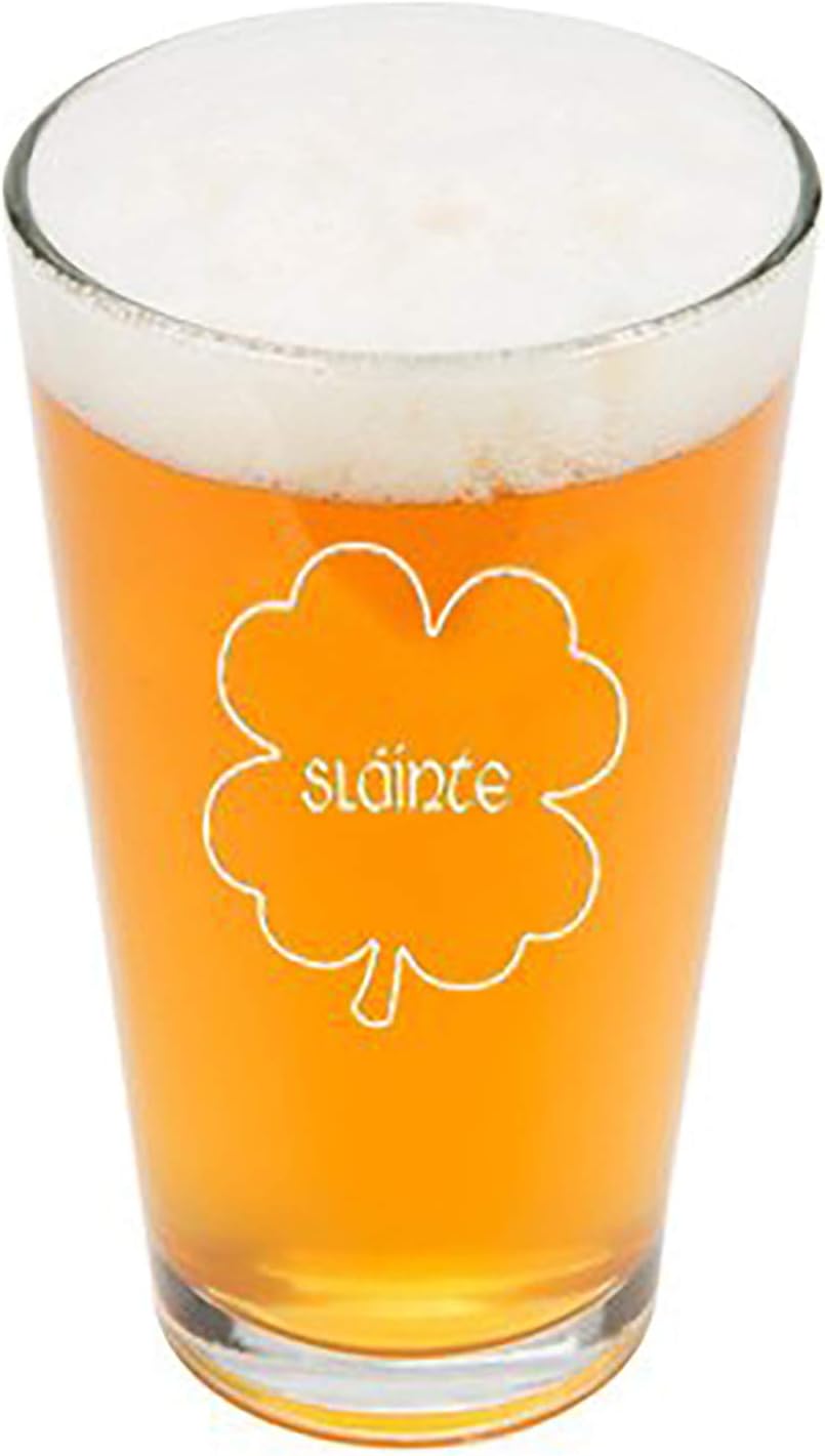 Hat Shark Irish Gaelic Cheers Slainte Green Shamrock Toast Laser Engraved Pint