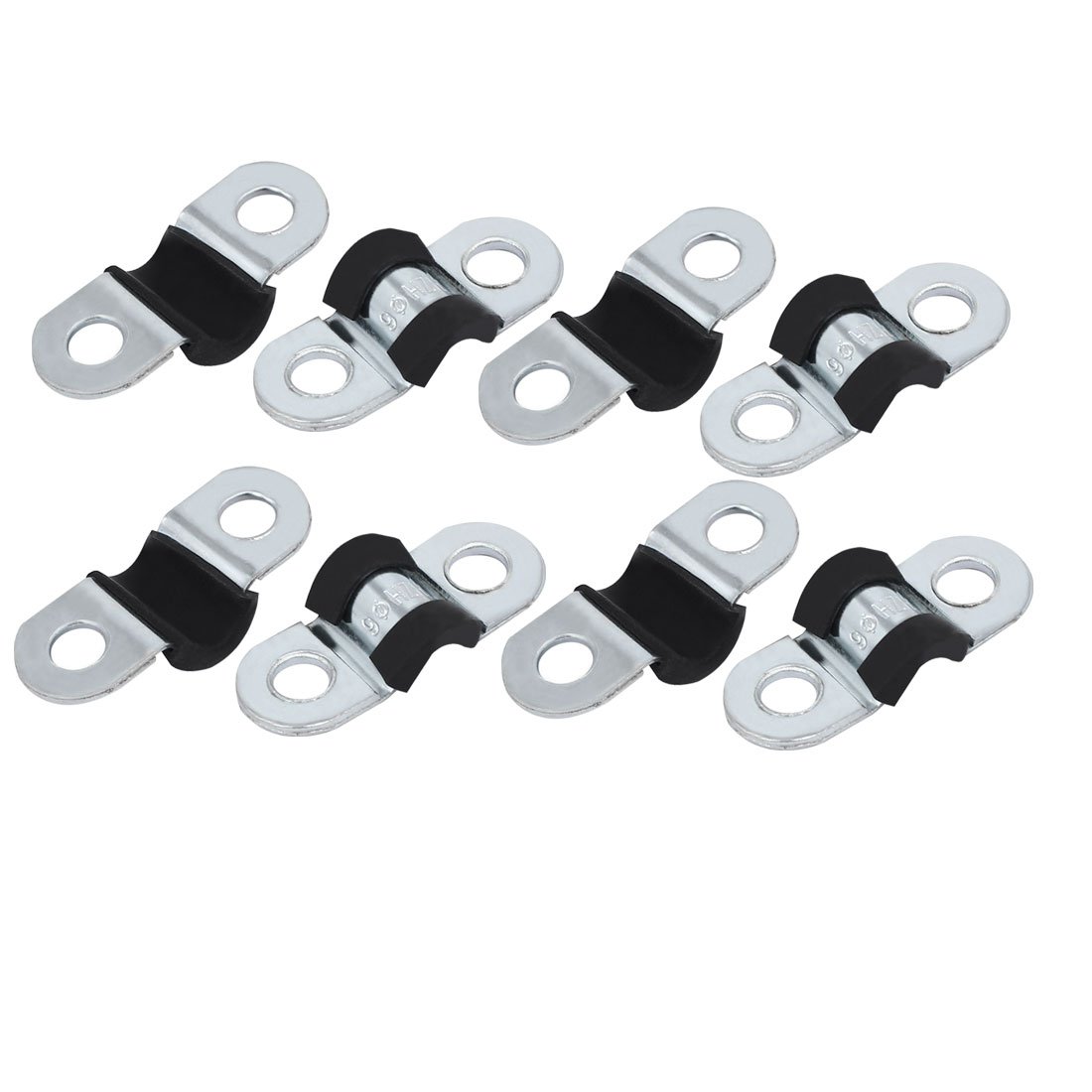 Aexit M6 EPDM Clamps Rubber Lined U Shaped Pipe Tube Strap Clamps Clips Strap Clamps Fasteners 8pcs