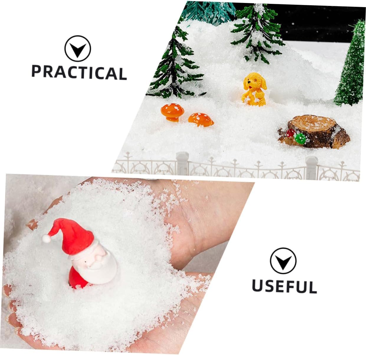 ibasenice Artificial Snow Powder Scene Snow for Christmas Village Decor Lightweight for Holiday Displays for Crafts and Photography Creates Realistic Atmosphere