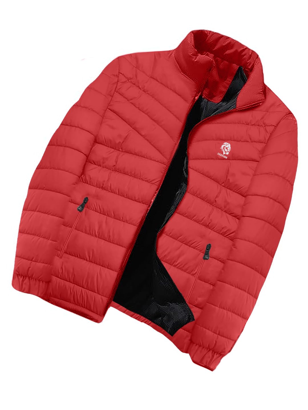 leotude Men's Polyester Standard Length Wind Cheater Water Resistant With Zipper Size Pocket Winter Wear Puffer Jacket For Mans-picture-31