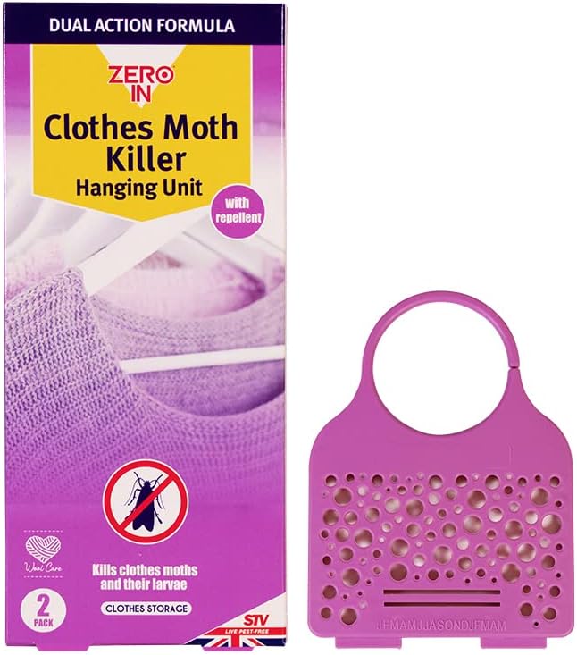Zero In Clothes Moth Killer Hanging Unit Twinpack. Hang in Wardrobes and Place in Cupboards