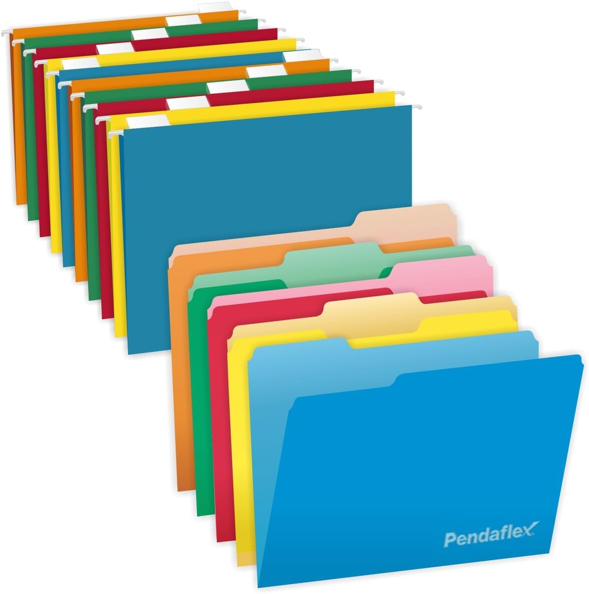Hanging File Folders Letter Size, Bundle Pack 25 Colored File Folders - 25 Colored Hanging Folder Heavyweight 1/3 Cut Tab for Filing
