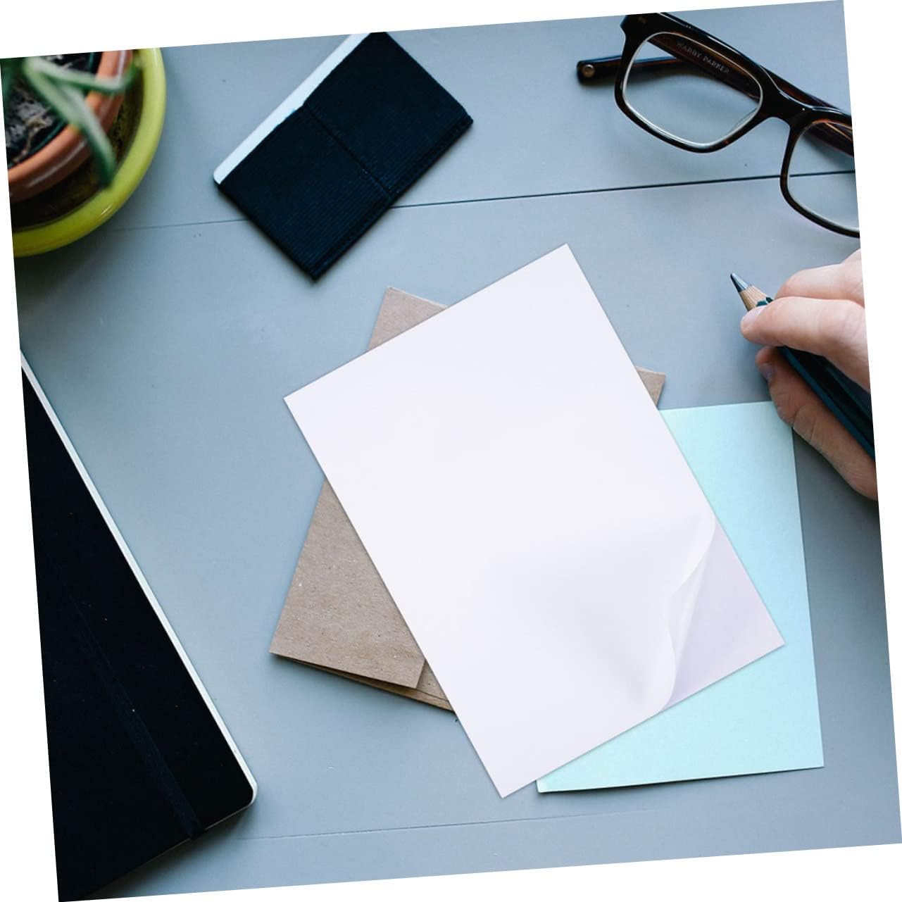 TEHAUX 100sheets Writable Printable Paper Adhesive Sticker Label Paper for Printer Easy Peel Adhesive