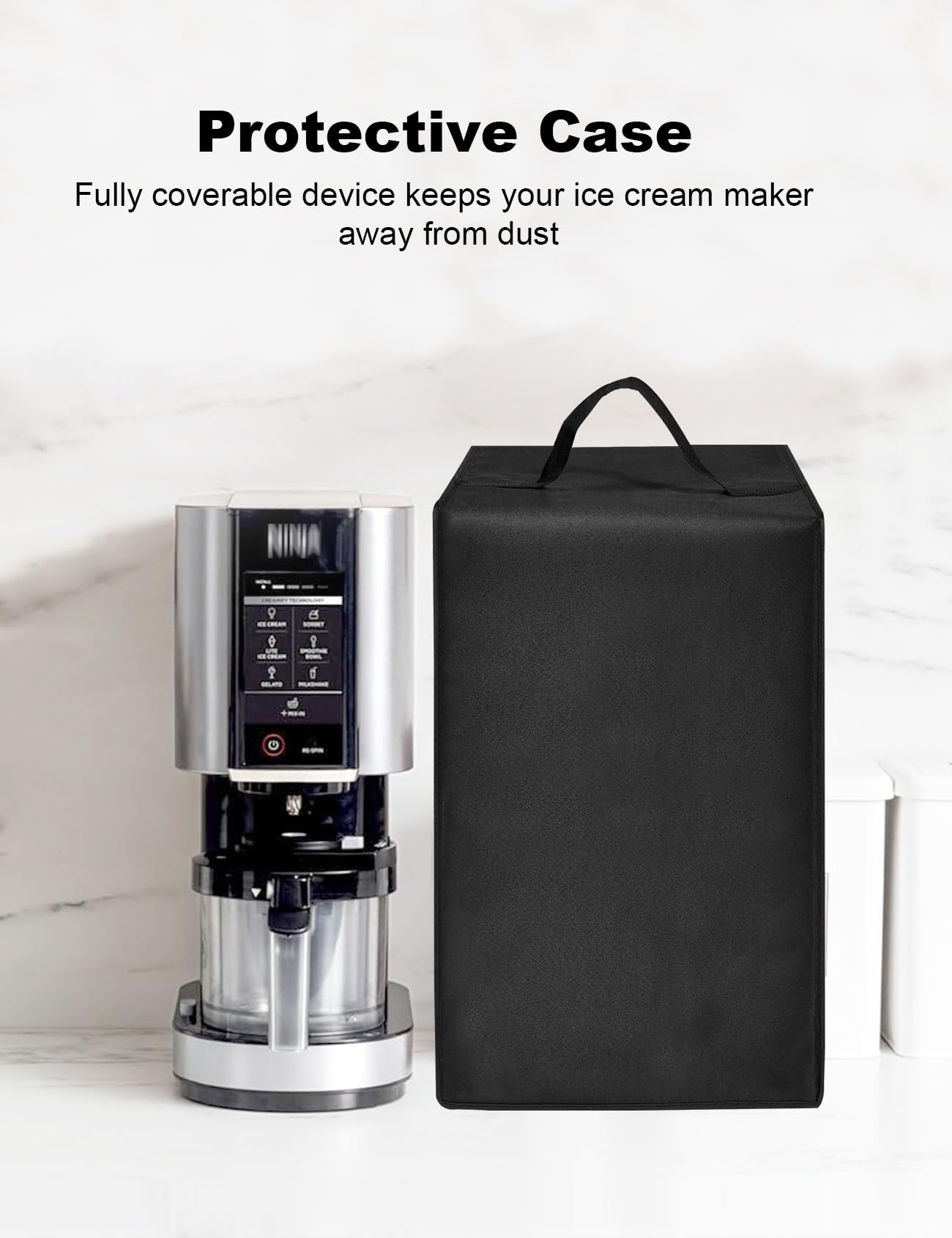 Creami Deluxe Waterproof and Dustproof Cover for Ninja NC501/NC301/NC299AMZ Creami Ice Cream Maker Heavy Duty Nylon Material Anti-Static Waterproof Protective Case, Black