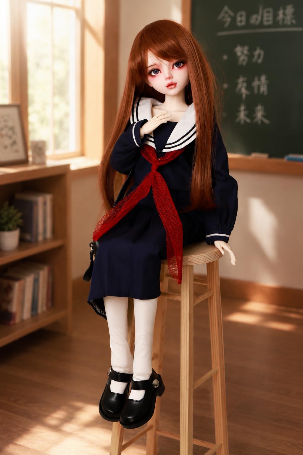 1/3 Puppe im BJD-Stil, 56 cm, handbemalte Modepuppe, japanischer Matrosenästhetik, PVC-Körper, 31 bewegliche Gelenke, Sammlerstück-Display-Puppe für Kinder ab 15 Jahren