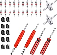 Vista 1 de Riseuvo 6Pcs Tire Valve Stem Removal Tool - Single and Double Heads Valve Core Remover, 4-Way Valve Tool Great Tire Repair Tool, 10pcs Valve Stem