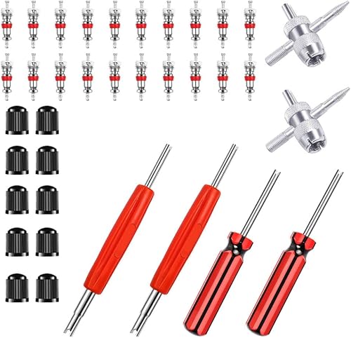 Riseuvo 6 herramientas de extracción de vástago de válvula de neumático, removedor de núcleo de válvula de cabezal simple y doble, herramienta de