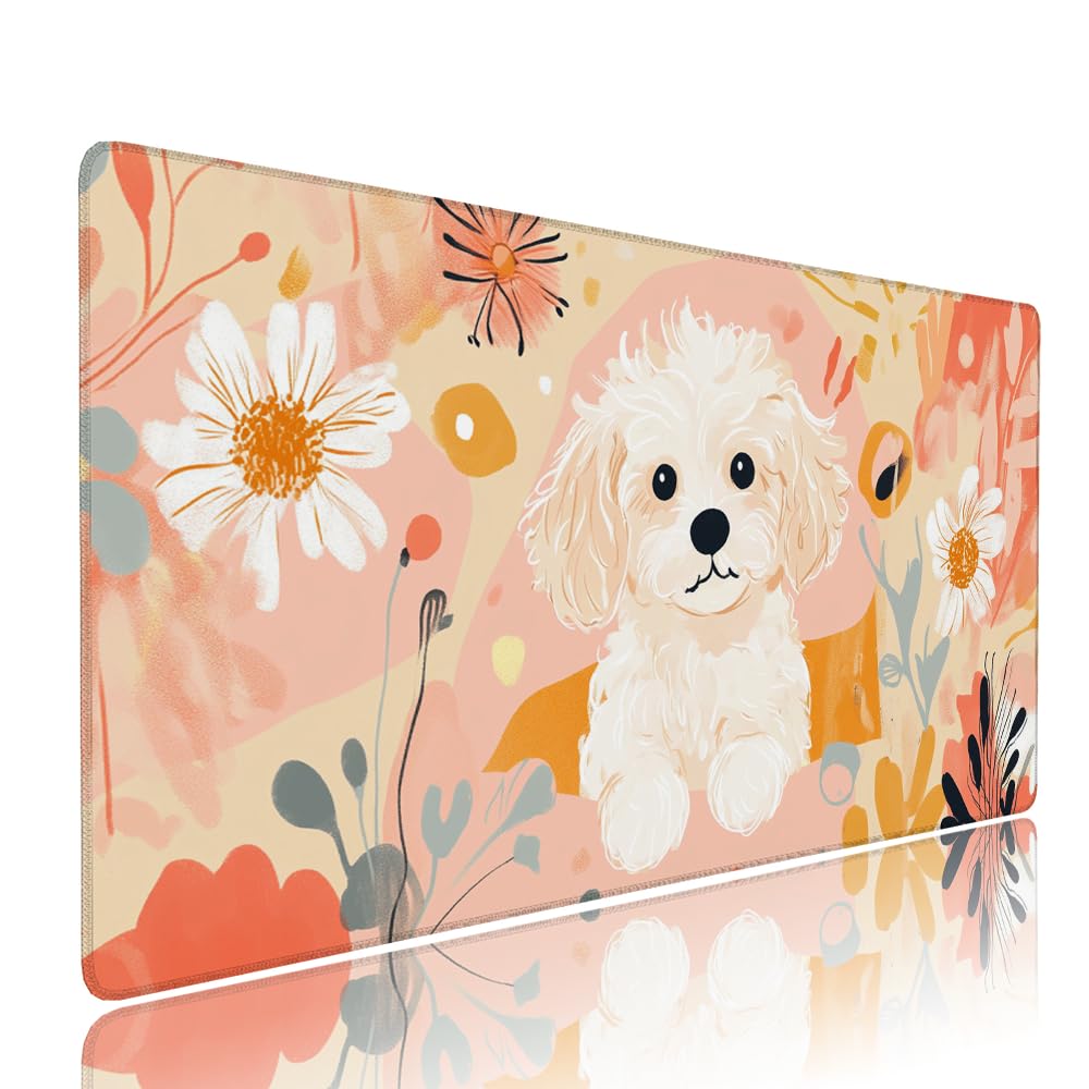 Alfombrilla de Mouse para Juegos, Giallo, XXL, Antideslizante, Impermeable, Diseño de Cane, Extendido, Grande, 1200x600x3mm, para PC, Laptop, Ufficio, Famiglia d-574