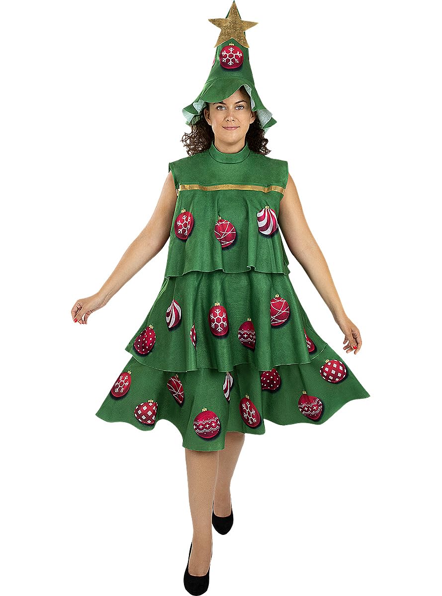 Funidelia | Disfraz de árbol de navidad para mujer Navidad, Árbol - Disfraz para adultos y divertidos accesorios para Fiestas, Carnaval y Halloween - Talla única - Verde