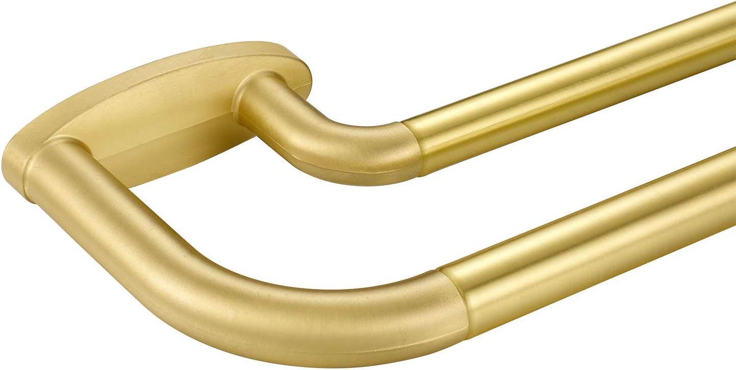 Double Curtain Rods Brass,Room Darkening Drapery Rod 72-144 Inches,Adjustable 3/4 Inches Front and 5/8 Inches Back Quality Metal Rod for Window,Wrap Around Design