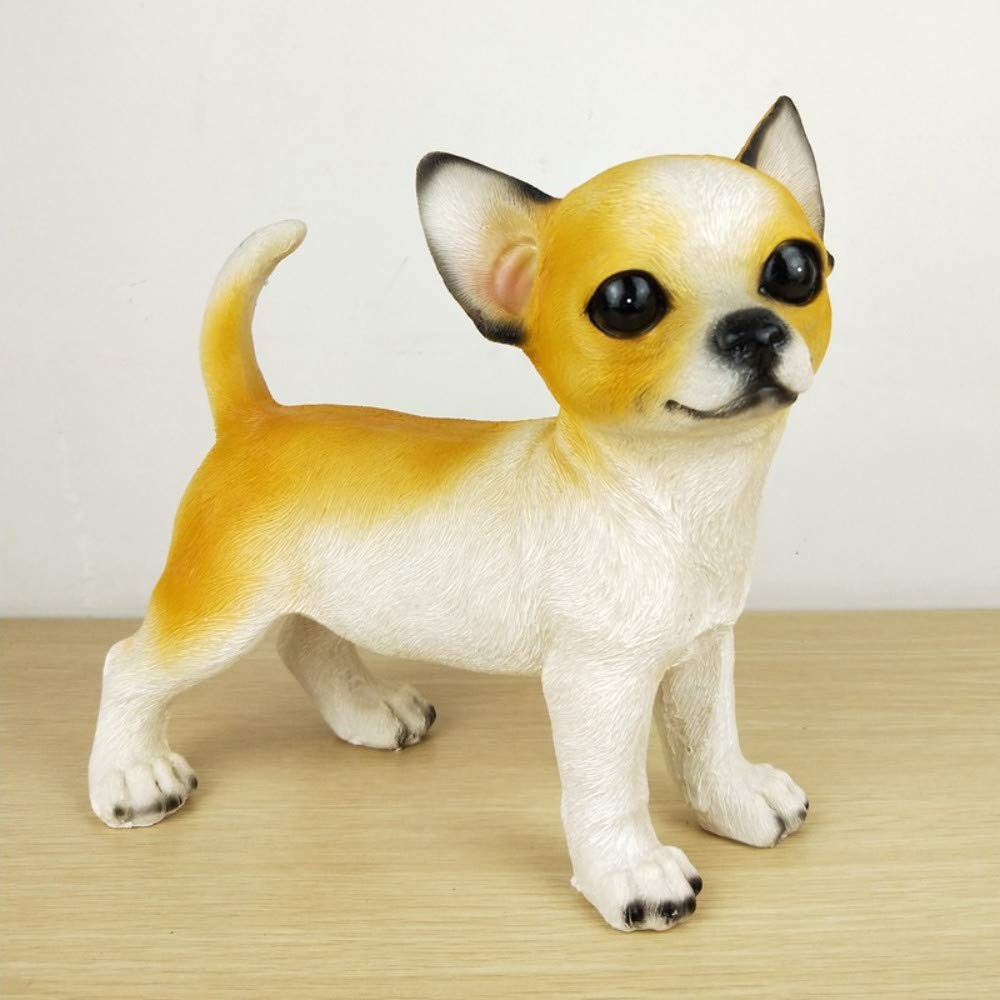 Sculpture chien Bull chiot au style moderne jaune pour meuble TV