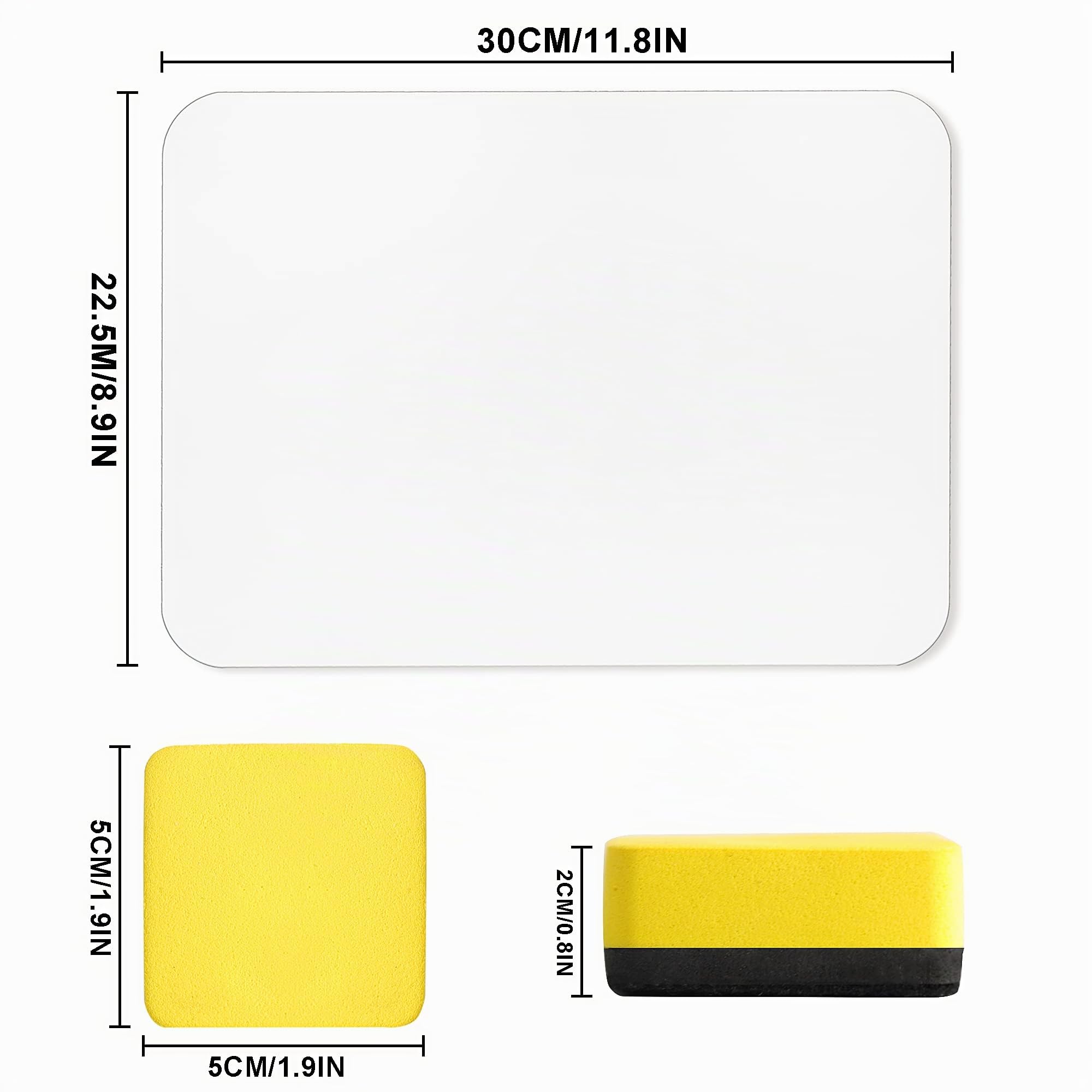 Lot de 6 mini tableaux blancs effaçables à sec A4 - 22 x 30 cm - Double face - Petit tableau d'ordinateur portable avec 6 gommes à sec pour enfants, étudiants, enseignants, salle de classe, maison