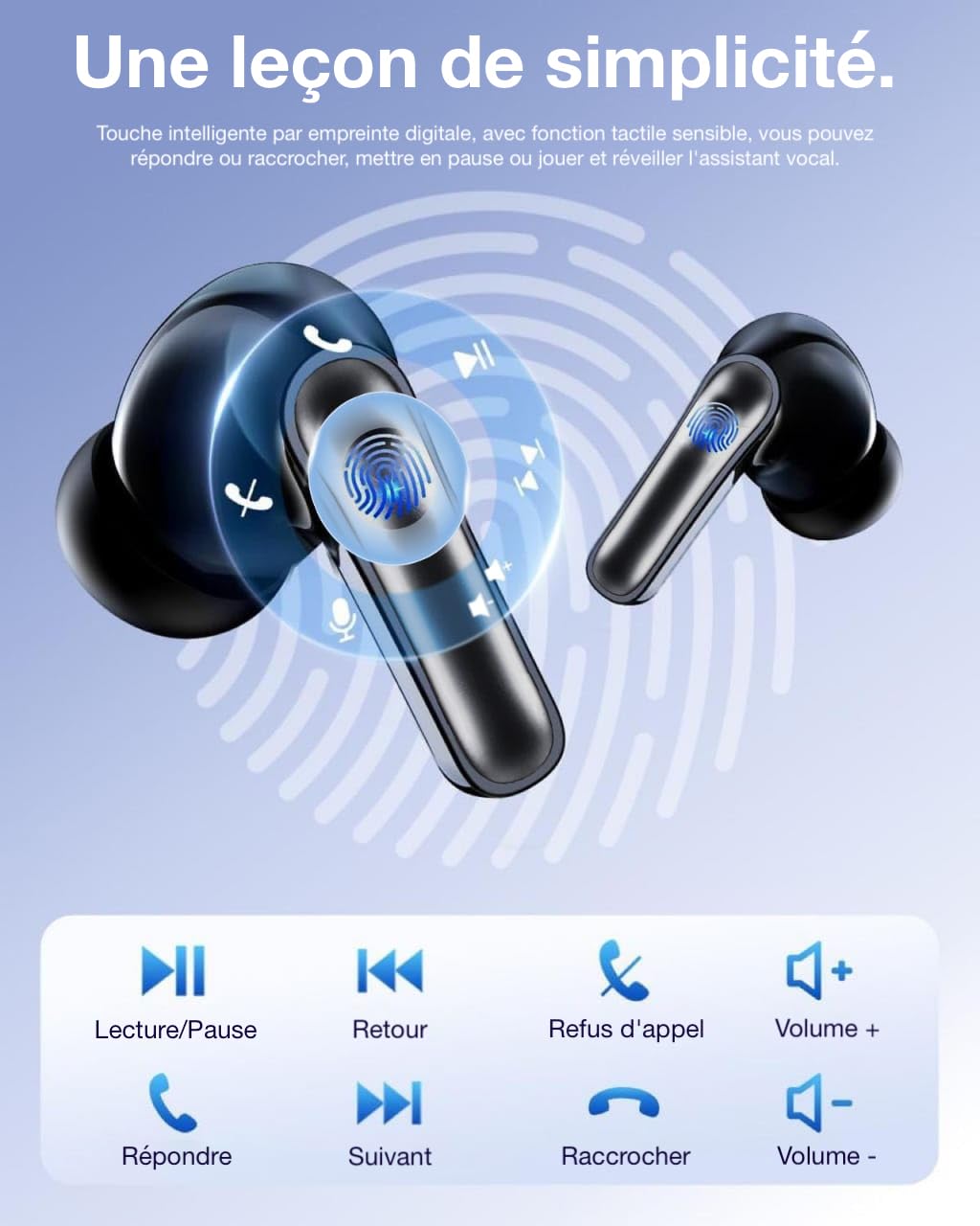 Ecouteurs Bluetooth Sans Fil, Haut-parleurs De 12 Mm Avec Basses Puissantes, Écouteurs Sans Fil Bluetooth 5.3, 40 Heures D'autonomie, Résistants à L'eau Ecouteur Pour Les Téléphones Et Les Portables