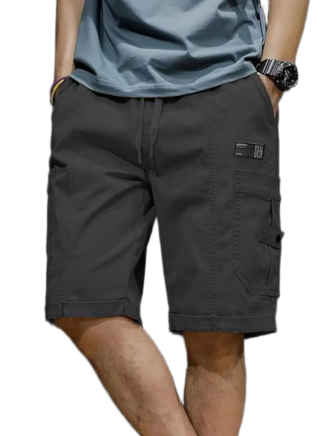 jogal Men's Cotton Cargo Shorts in Dark Gray |STYL 32-picture-55