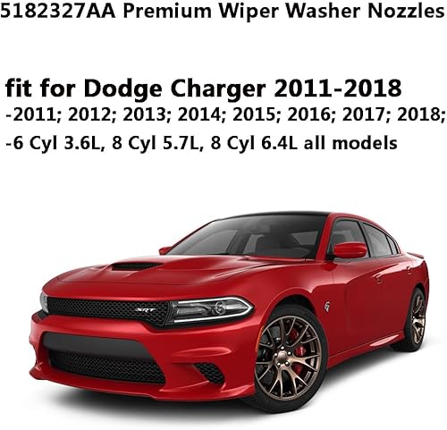 Miniatura 4 de 5182327AA - Boquillas de limpiaparabrisas prémium para Dodge ChallengerCharger 2011-2017  Chrysler 300 (2011-2023), boquilla de chorro de líquido