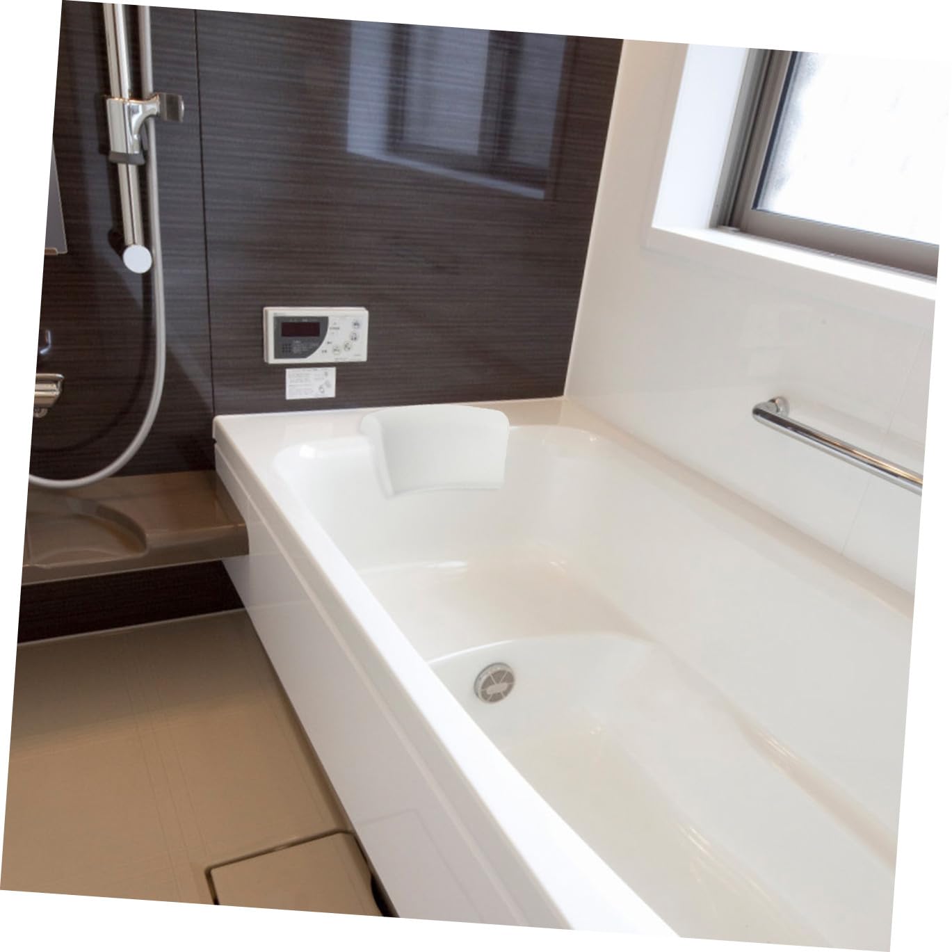 POPETPOP Cuscino da Vasca da Bagno in Pu Design a Ventosa per Fissaggio Facile, Confortevole e Funzionale, Adatto per Uso Domestico in Bagno Bianco