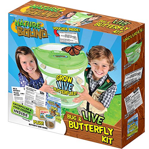 Nature Bound Butterfly Growing Habitat Kit - With Discount Voucher To Redeem Live Caterpillars For Home Or School Use - Green Pop-Up Cage 12-Inches Tall - For Boys And Girls Ages 5+ #TOP4