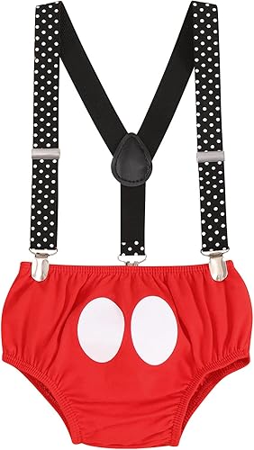 Miniatura 4 de IDOPIP Traje de bebé niño para 1er y 2 cumpleaños con corbatín y tirantes, pantalones cortos con diadema para fiesta de fotos