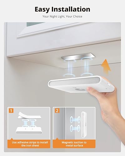 Miniatura 6 de wowatt Luz de escalera recargable con sensor de movimiento, luces de noche blancas con montaje magnético, luces de escalera regulables para