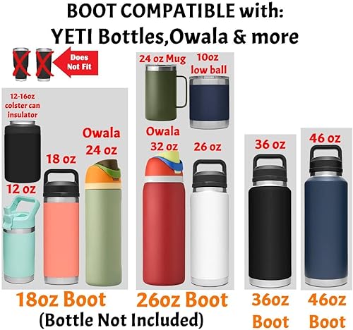 Miniatura 3 de Bota protectora para botellas YETI de 46 onzas, 36 onzas, 26 onzas, 1812 onzas, Owala de 32 onzas y 24 onzas y botellas de agua Yonder, funda