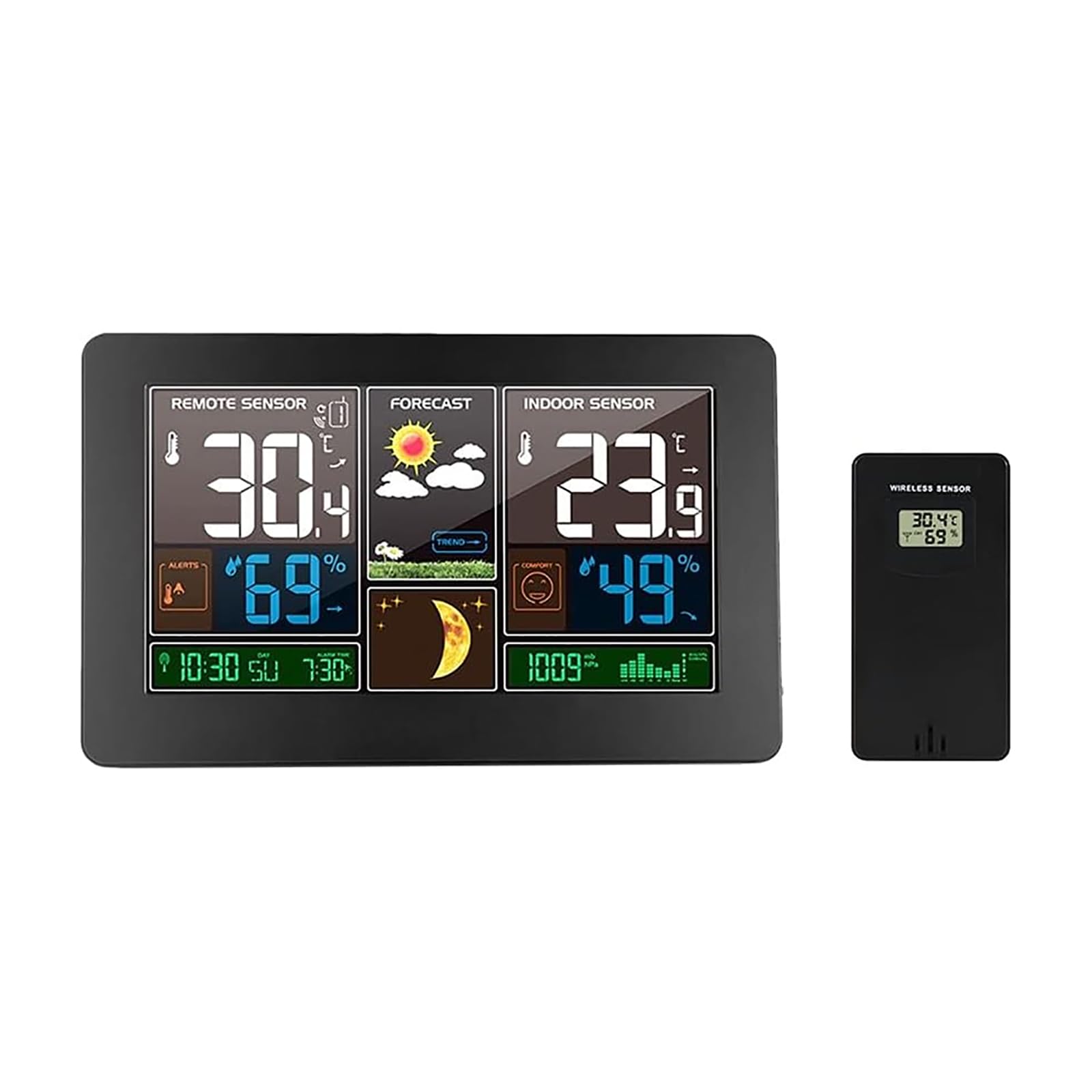 TsoLay Sensore di Temperatura E umidità, Stazione Meteorologica Termometro Interno Ed Esterno, Misuratore Elettronico di Temperatura E umidità, Retroilluminazione, per Casa, Camera da Letto, Ufficio
