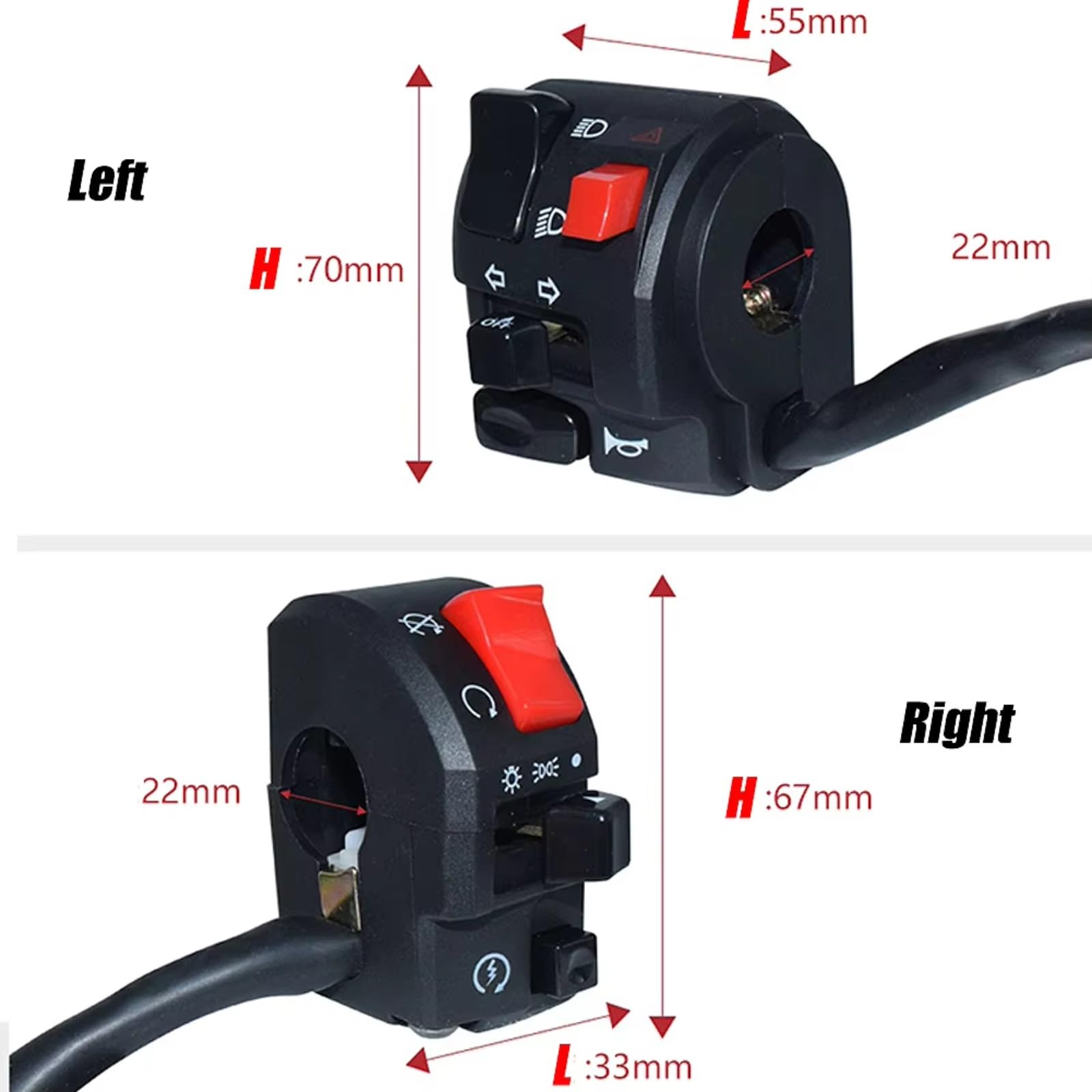 Interruptor De Control Del Manillar De La Motocicleta Compatible Con Benelli Para TORNADO Para TNT300 Para Keeway Interruptor De Faro Izquierdo Derecho motocicleta Luces Interruptor(Left)