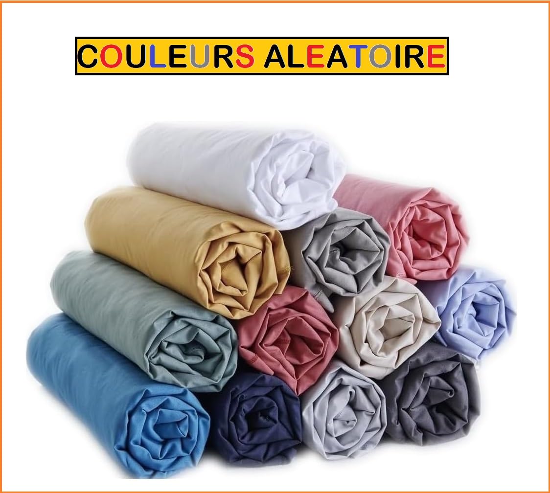 Lot de 9 Draps Housse 140x190cm Polycoton 57 Fils Bonnet 20-25 cm pour Matelas jusqu'à 20 cm Qui Allie Bien-être et raffinement. Couleur aléatoire, Quantité au Choix (9)