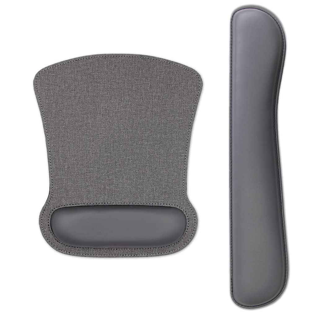 Leather Mouse Pad Keyboard Wrist Rest Hand Wrist Mouse Mats Rubber Base Wrist Rest Pad Gray