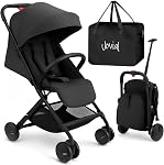 Jovial Lightweight Baby Stroller, Folding Travel Stroller with Reclining Seat, Canopy, 5-Point Safety Harness, Storage Basket, Smooth Wheels, Compact Portable Design (39.8" x 18.7" x 32.3")