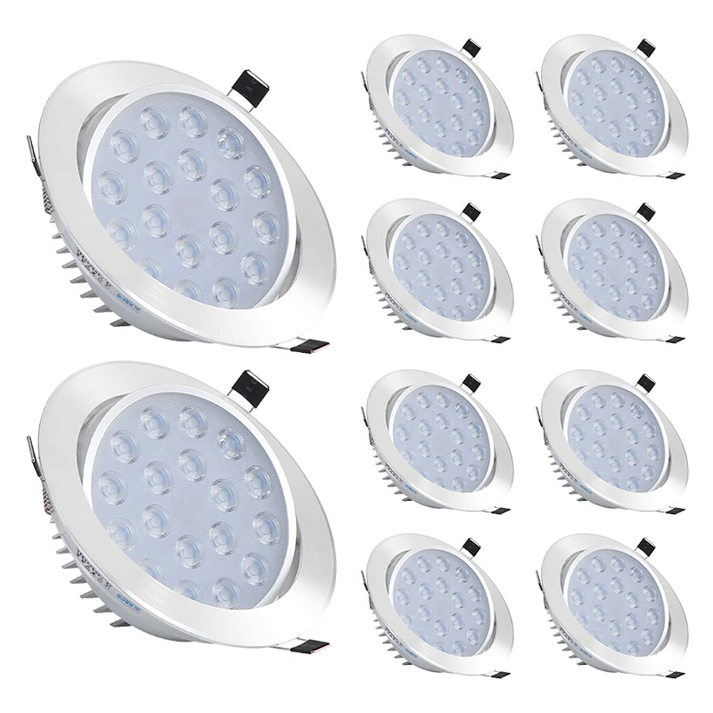 GTHTUHFD 1/5/10 Pcs 2In-5In Led Recessed Lighting Downlight Multiple Gimbal Led Lens Flush Mount Ceiling Lights Spotlight 3W-18W Eyeball Ceiling Light,10 Pack-4W