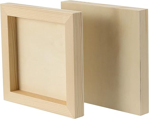 Miniatura 8 de ZOENHOU 10 tableros de lienzo de madera de 8 x 8 pulgadas, lienzo de madera cuadrado sin terminar, paneles de madera acunados para pintar, verter